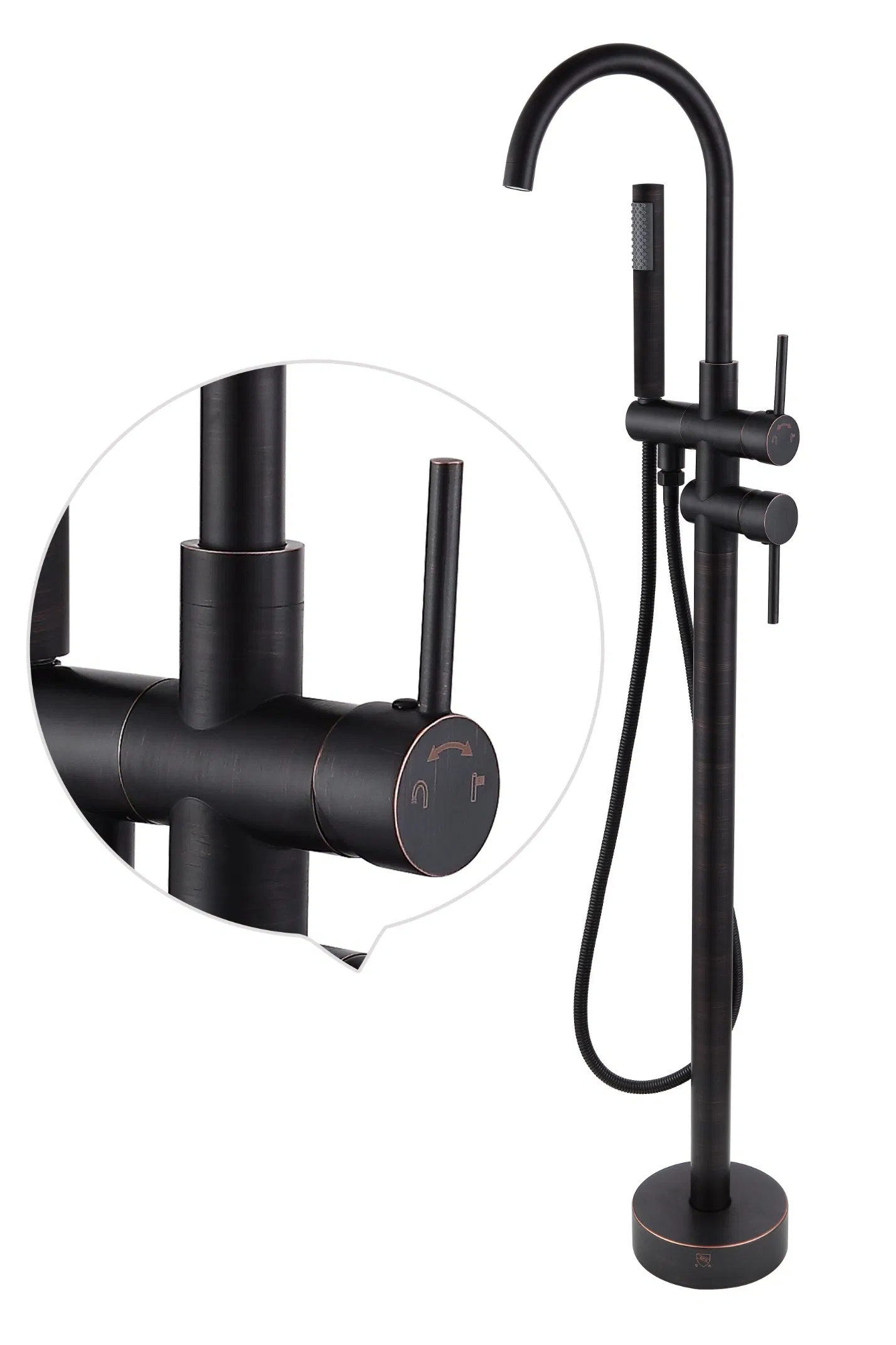 Modern Freestanding Matte Black Modern Bathroom Bathtub Two Functions Standard Luxury Floor Mounted Mixer Faucet with Handheld Shower