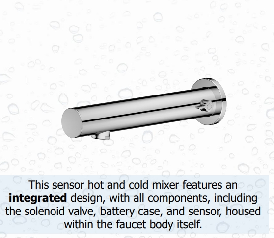 Wall Mounted Sensor Faucet with Hot and Cold Water Adjustment