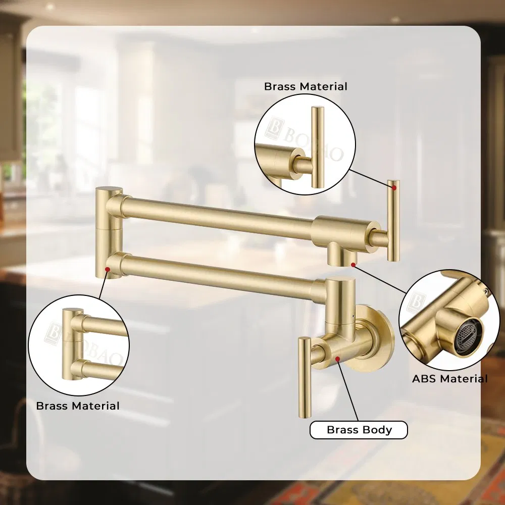 Single Cold Brass Kitchen Sink Taps Faucet Pot Filler Folding Kitchen Faucet