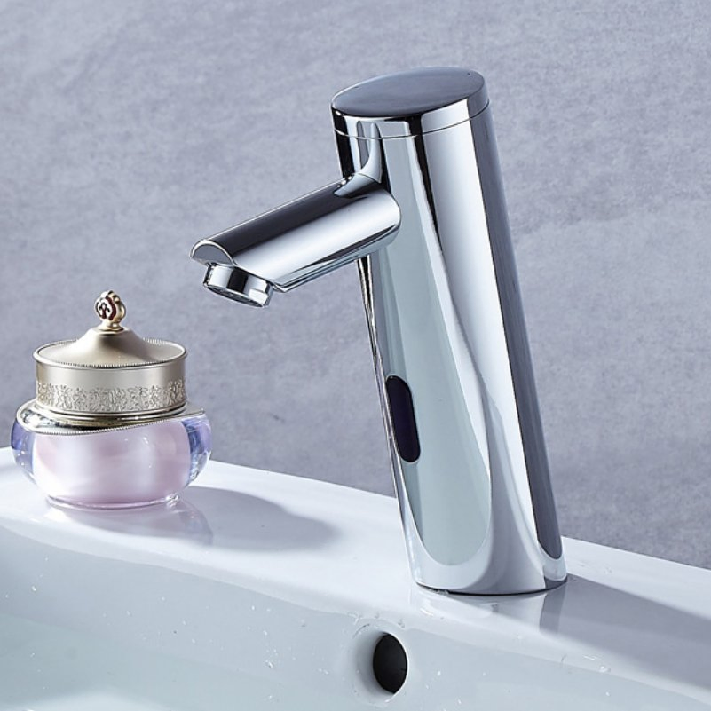 Manufacturer Deck Mounted Automatic Bathroom Mixer Tap Faucet Brass Touchless Automatic Motion Sensor Water Saving Faucet Basin Mixer