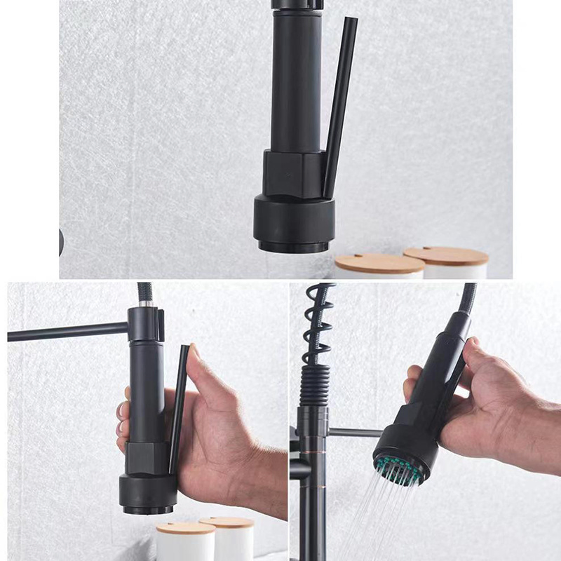 Modern Stainless Steel Pull out Kitchen Faucet 360 Degree Sink Kitchen Tap Spring Commercial Wall Mounted Kitchen Faucet