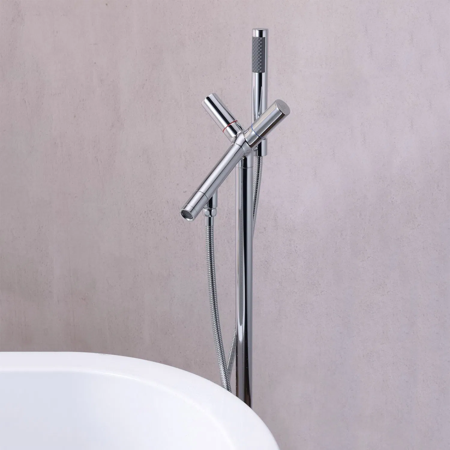 Cupc Bathroom Double Handle Freestanding Bathtub Faucet with Hand Shower (AF9121-2)