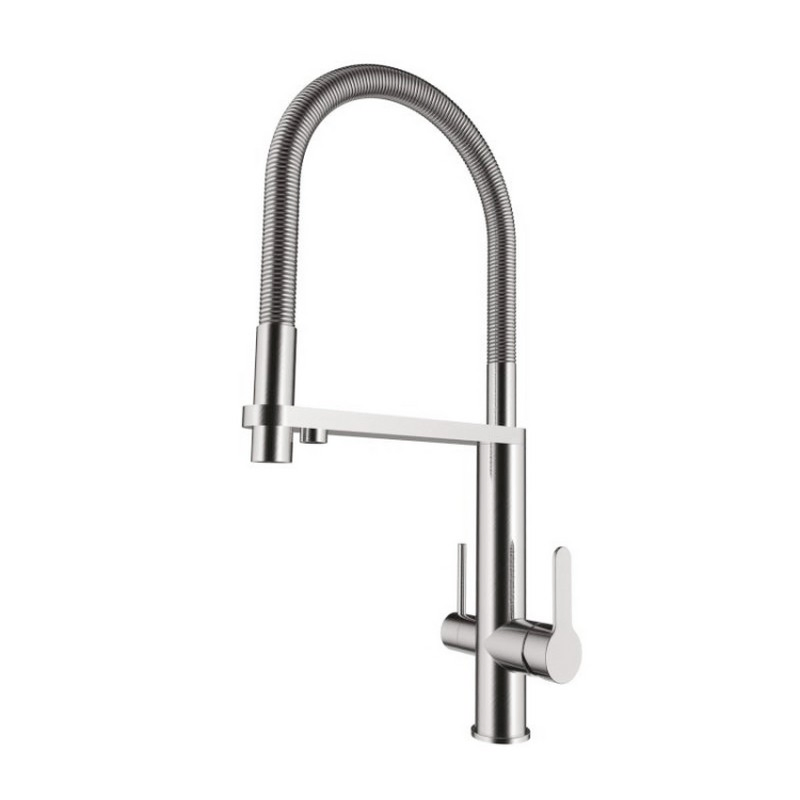 Premium 304 Stainless Steel Kitchen Mixer Faucet with Elegant Bridge Spout