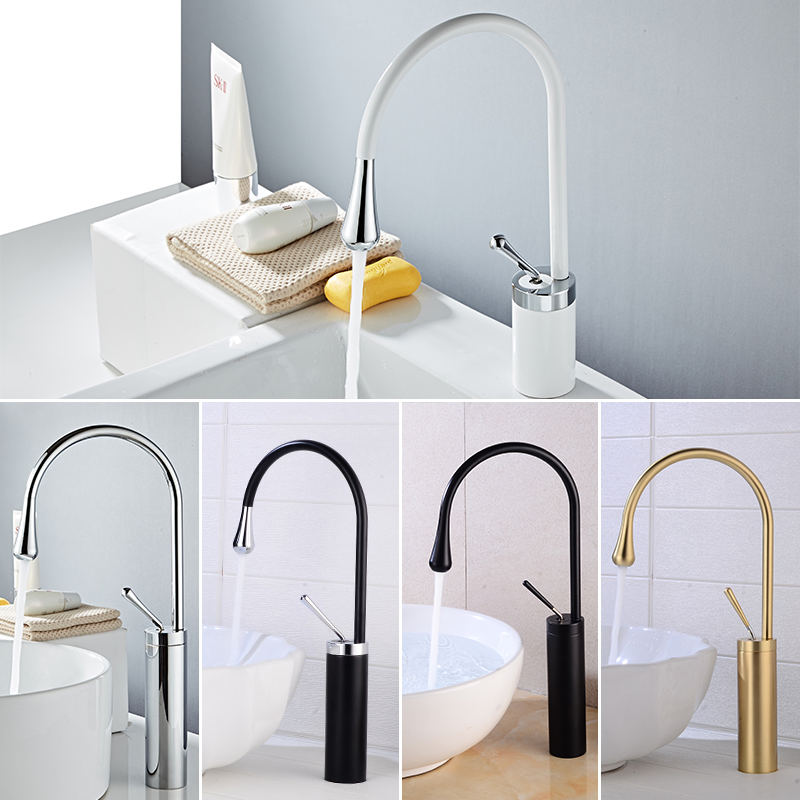 Morden Black Faucet Tap Bathroom Sink Faucet Single Handle Hole Deck Mounted Wash Hot Cold Mixer Tap Wash Basin Mixer