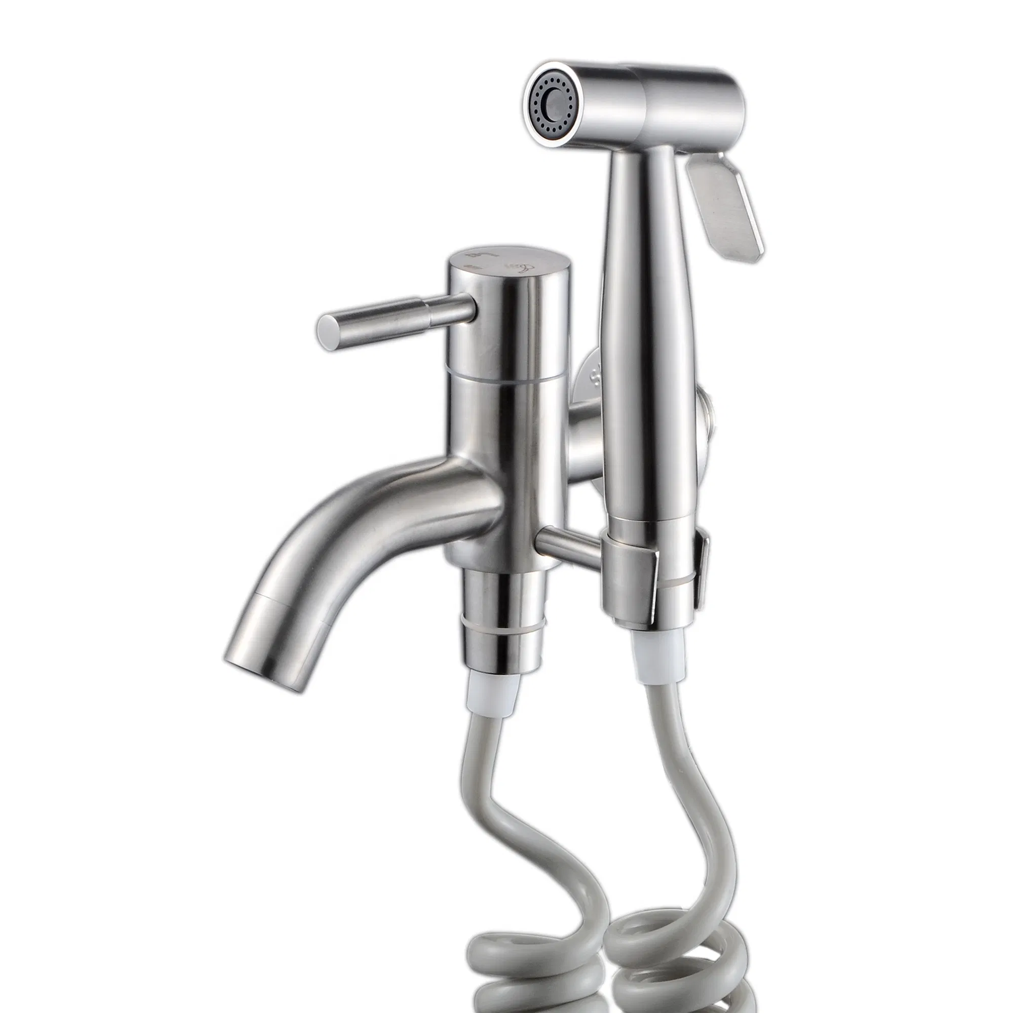 Stainless Steel 304 Spray Set Wall Mount Brushed Nickel Faucet for Toilet