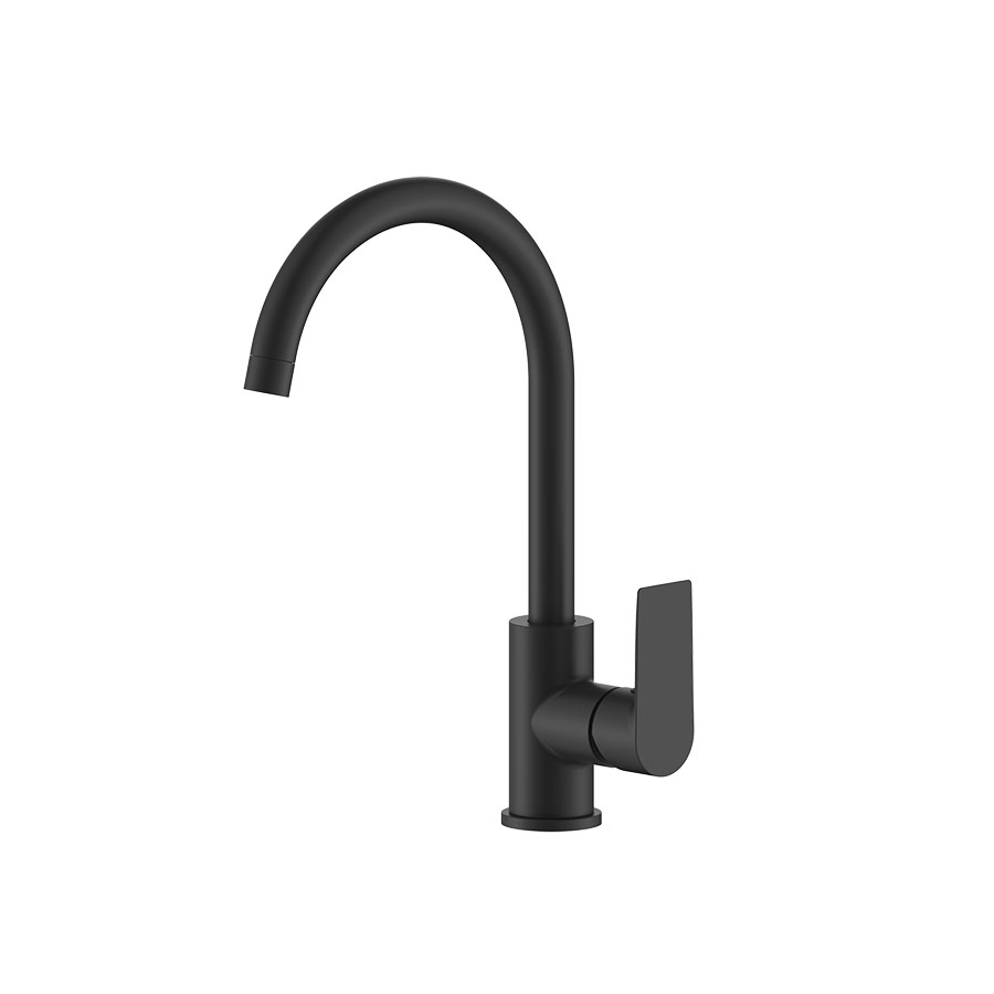 Contemporary Popular Design Matte Black Hot Cold Water Solid Brass Short Basin Water Faucets Single Handle Competitive Price