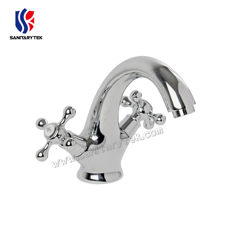 Double Handle Basin Faucet Brass Chrome Deck Mounted Washbasin Mixer Mixer (M51-110)