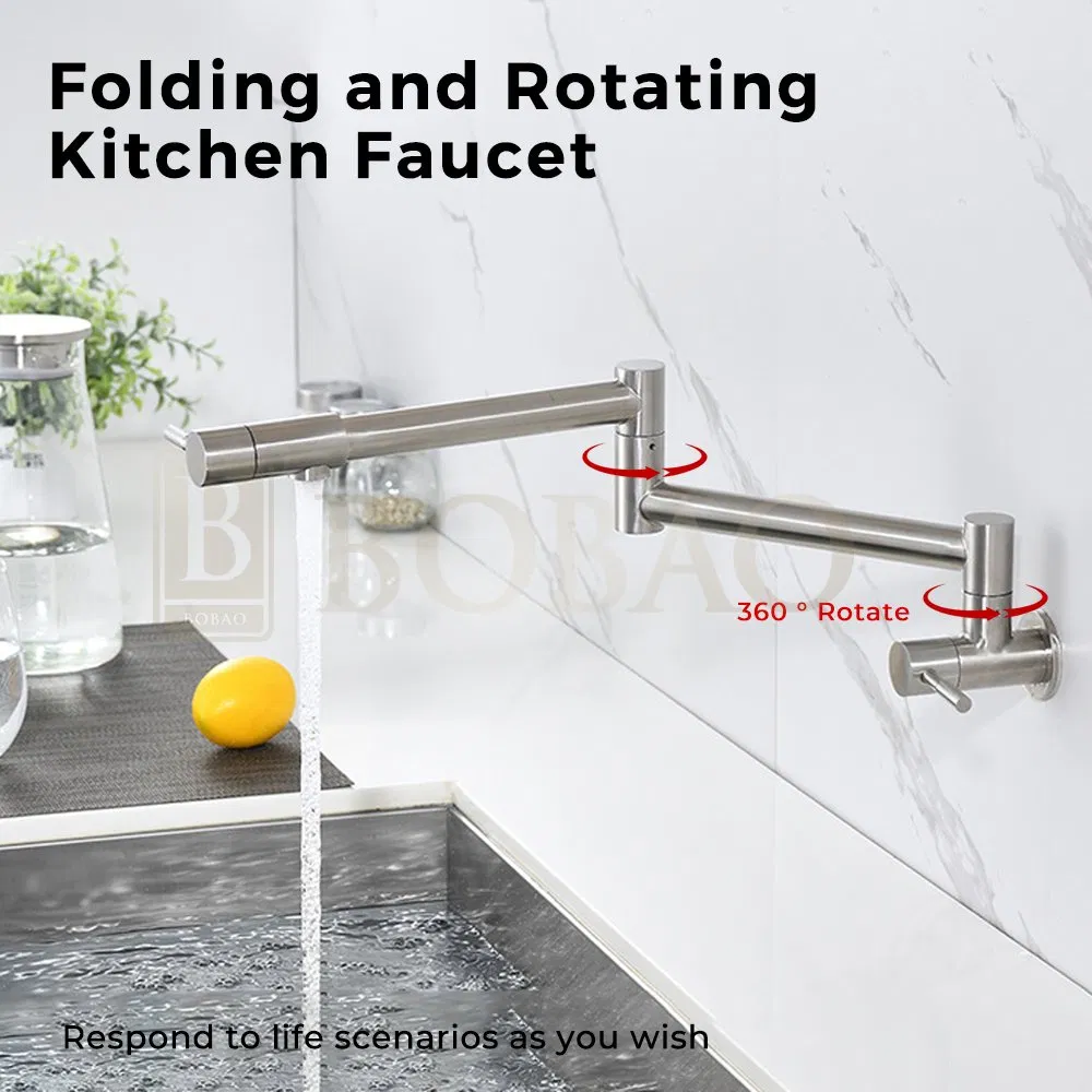 New Arrival Stainless Steel Wall Mounted Folding Pot Filler Kitchen Faucet