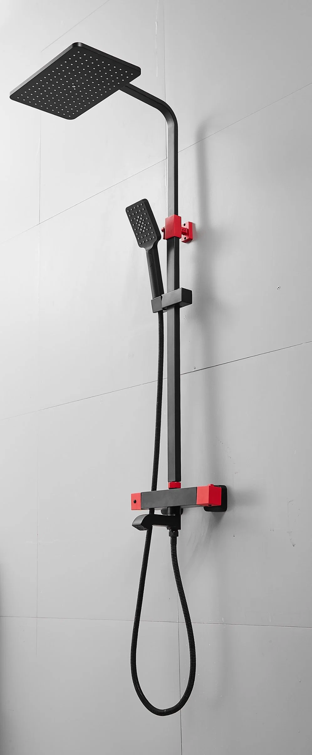 Latest Design Solid Brass Matte Black Four Functions Thermostatic Shower Valve with Shelf Thermostatic Shower Faucet