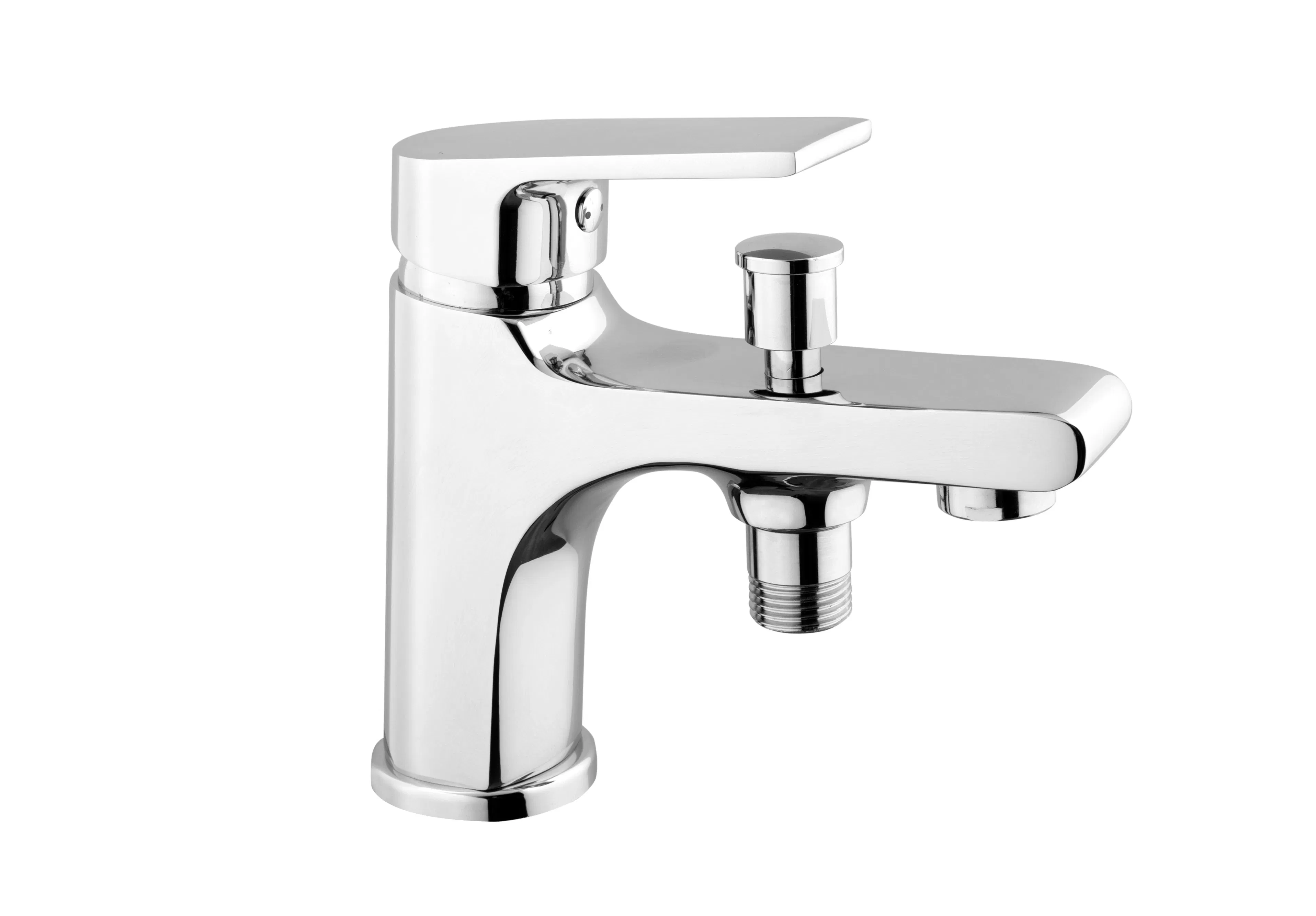 Brass Chromed Basin Mixer with Divertor Deck Mounted Bath Mixer Faucet