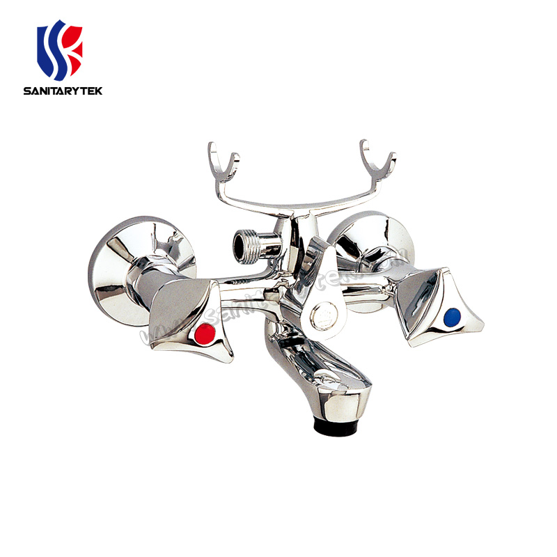 Double Handle Basin Faucet Brass Chrome Deck Mounted Washbasin Mixer Mixer (M51-110)