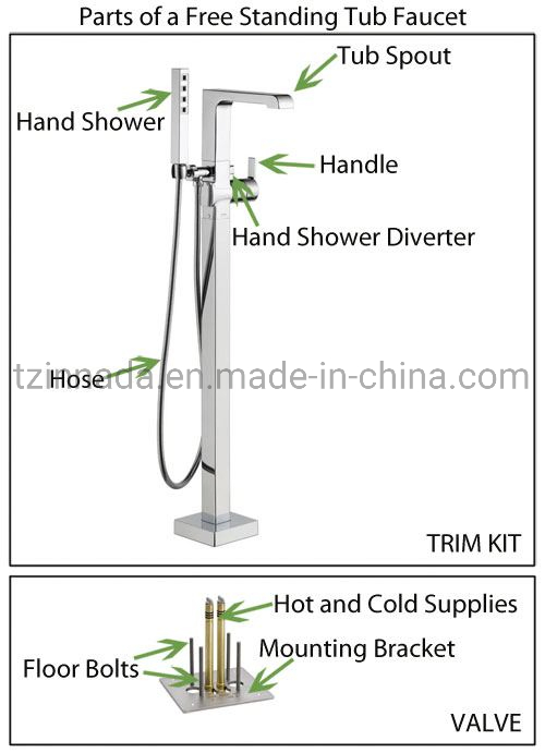 Sleek Brass Chrome Plated Freestanding Bathtub Faucet Shower Mixer (NA006)