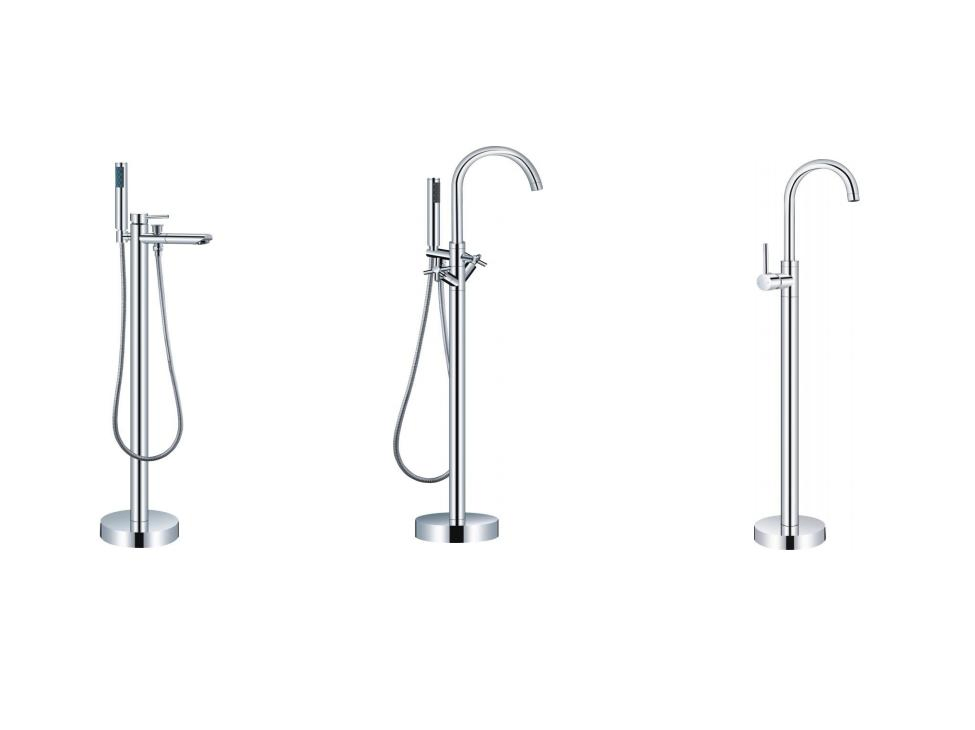 Brass Freestanding Floor Mount Bathtub Shower Faucet