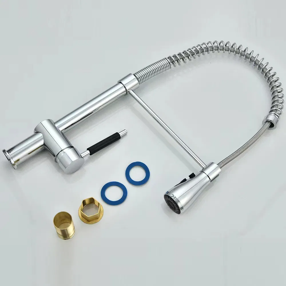 Sink Faucet Kitchen Pull out Hot and Cold Water Dual Bridge Faucet Eco-Friendly Tap Flexible Hose Spring Spray Faucet