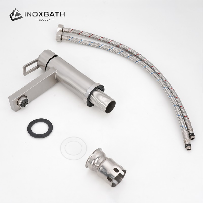 Premium Brushed Nickel Single Handle Basin Water Tap Faucet