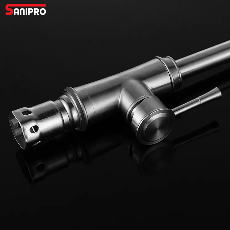 Sanipro Factory Direct Supply Bridge Single Lever Kitchen Mixer Sink Water Tap Antique Luxury Stainless Steel Faucets
