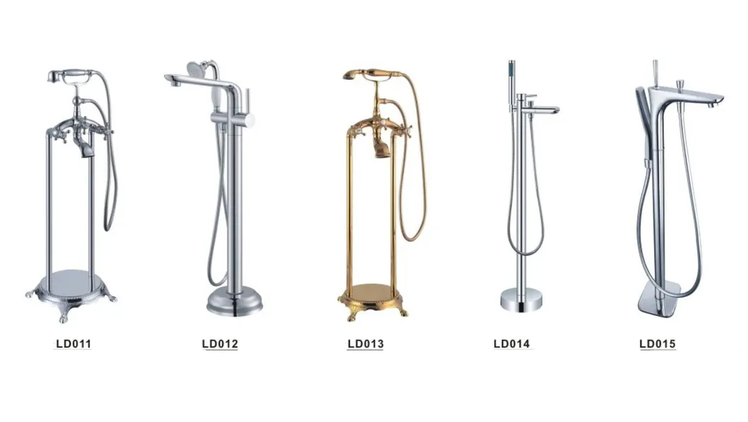 Brass Freestanding Floor Mount Bathtub Shower Faucet