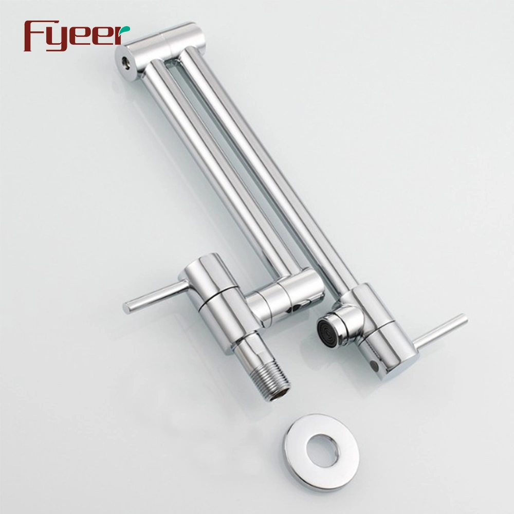 Fyeer Folding Stretchable Wall Mounted Kitchen Pot Filler Faucet with Double Joint Swing Arm