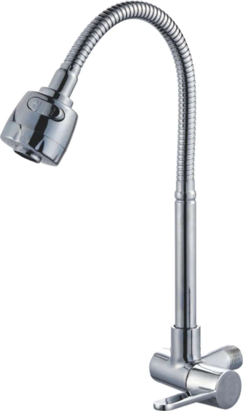 Nickel Brushed Cold Water Kitchen Faucet Stainless Steel Taps Wall Mounted Flexible Hose Basin Mixer