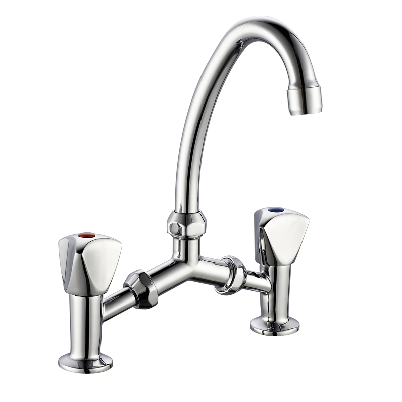 Dual Handles Bridge Design Kitchen Faucet