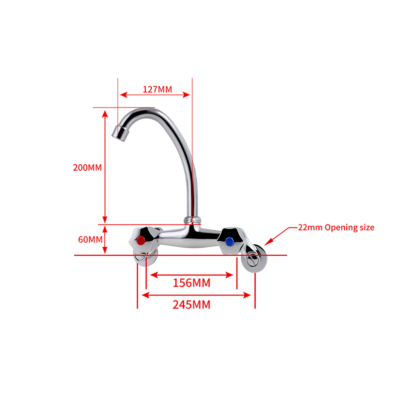 High Quality Chrome Brass Deck Mounted Kitchen Faucet Dual Handle with Ceramic Valve Modern Style Classic Bridge Taps for Sink