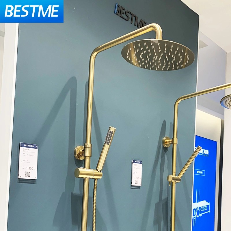 2021 New Color Brushed Gold Wall Mounted Square Bathroom Shower Faucet (BF-65242LG)