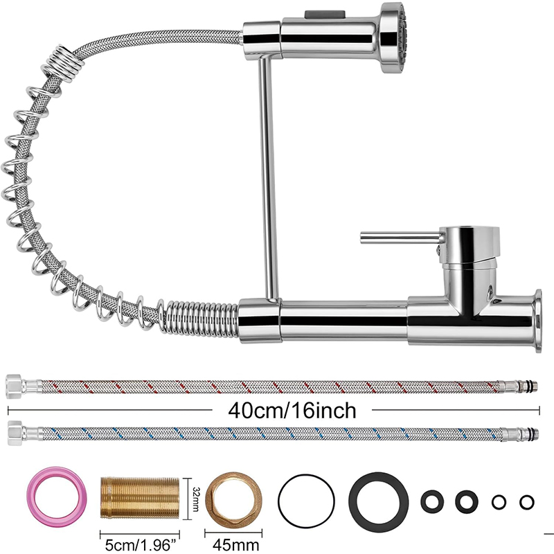 Brushed Nickel 1 Handle Pull out Spring Stainless Steel Garden Water Osmosis Smart Bathroom Basin Waterfall Bathroom Sink Faucet for Bathroom
