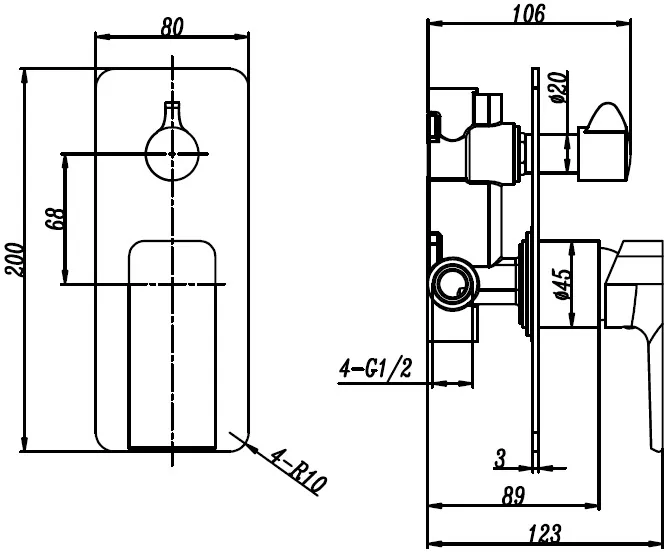Shower Mixer Faucet with Diverter