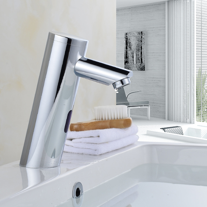 Manufacturer Deck Mounted Automatic Bathroom Mixer Tap Faucet Brass Touchless Automatic Motion Sensor Water Saving Faucet Basin Mixer