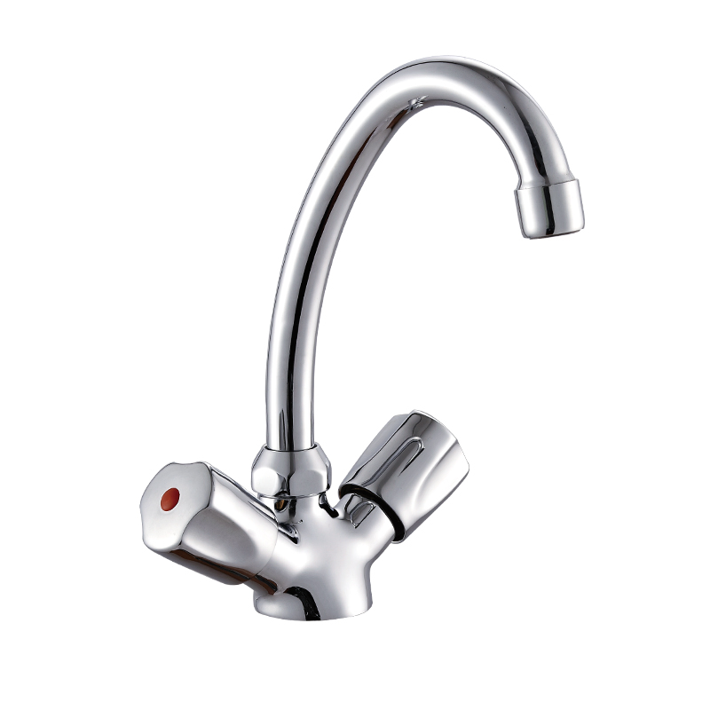 Economic Brass Bridge Style Dual Handle Kitchen Faucet
