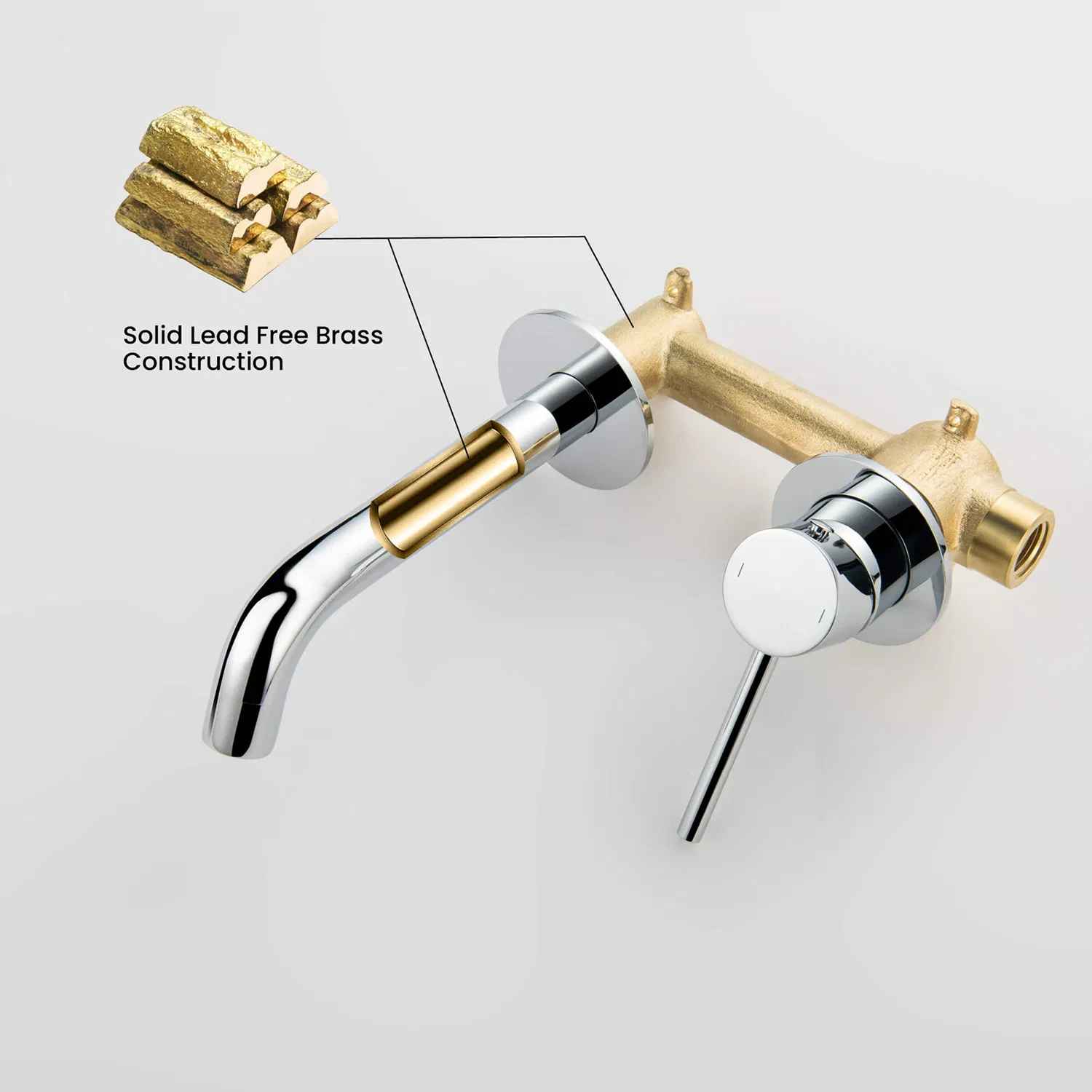 Unique Fancy Cupc Solid Brass 4 Inch Wall Mounted Bathroom Sink Lavatory Faucet