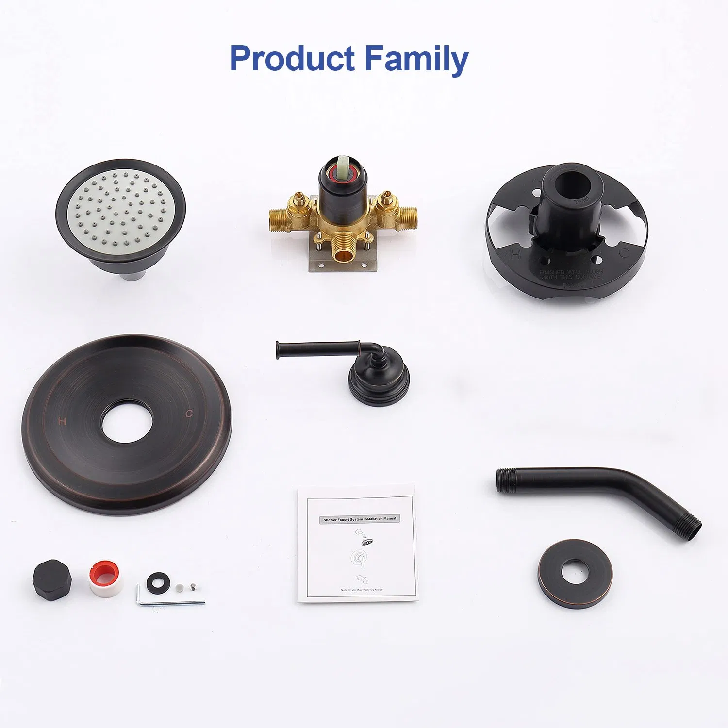 Shower Only Faucet with Handle Set, Brushed Nickel Bathroom Rainfall Shower System with Rough-in Valve