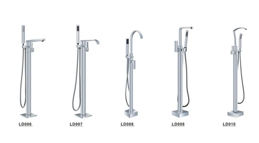 Brass Freestanding Floor Mount Bathtub Shower Faucet