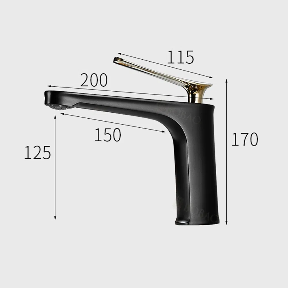 Matte Black+Gold Hot Cold Basin Faucet