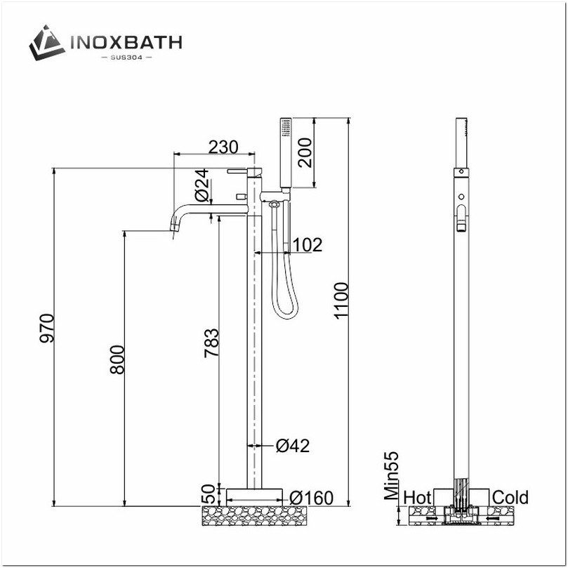 Manufacturer Direct Stainless Steel Freestanding Bathtub Faucet Watermark