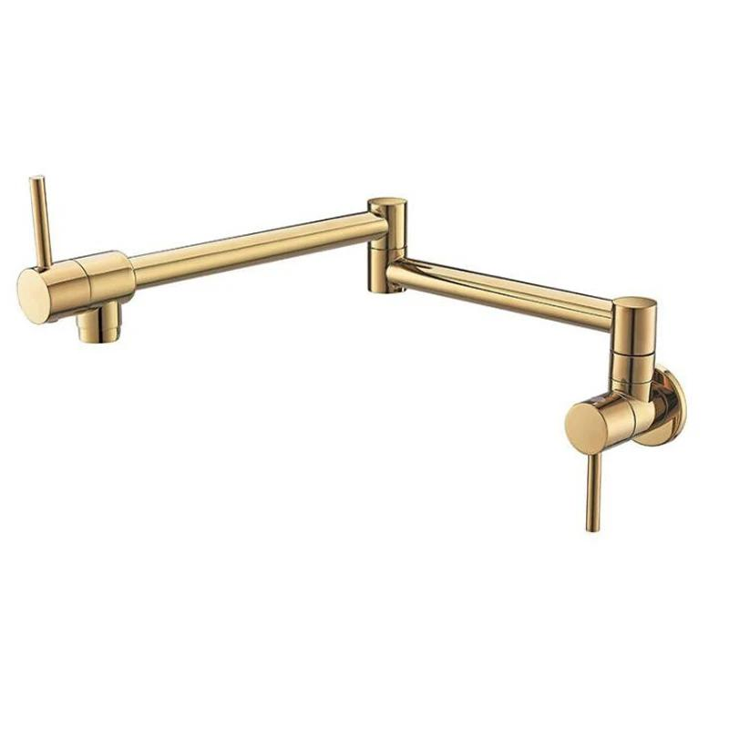 Wall Mounted Rose Gold Pot Filler Folding Kitchen Faucet Tap Brushed Gold 2025 Hot Sales Foldable Faucet