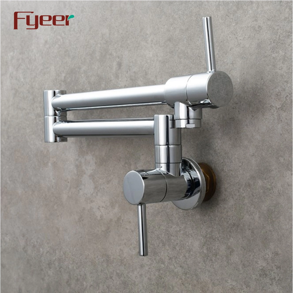 Fyeer Folding Stretchable Wall Mounted Kitchen Pot Filler Faucet with Double Joint Swing Arm