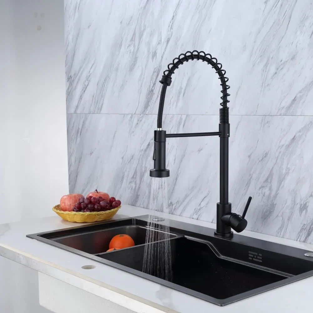 Stainless Steel 304 Matte Black Hot and Cold Water Single Handle Folding Spout Swivel Spout Pot Filler Kitchen Mixer Faucet