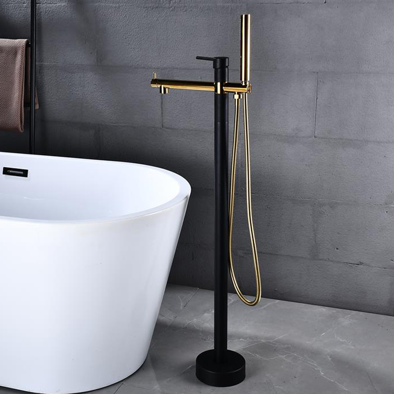 Bathroom Single Handle Bath Faucet with Hand Shower Freestanding Bathtub Tap
