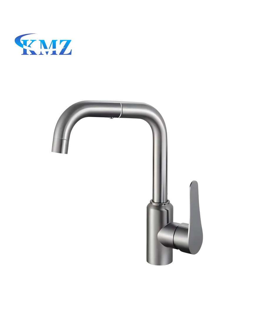 New Style Single Handle Nickel Brushed Basin Tap Faucet Deck Mounted for Kitchen