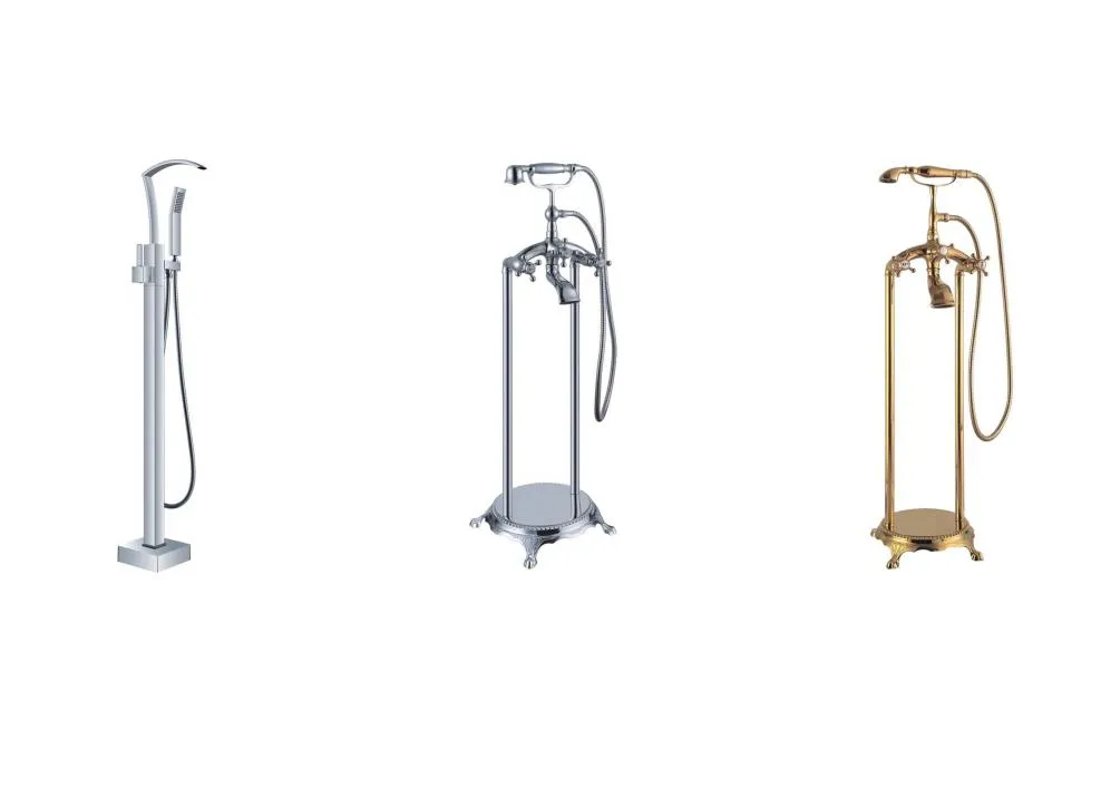 Brass Freestanding Floor Mount Bathtub Shower Faucet