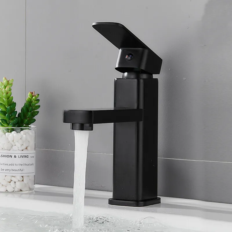 Matte Black Geometric Basin Faucet Detail 3