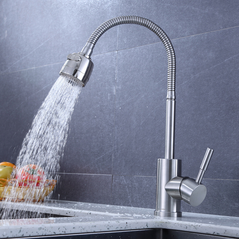 Wholesale Household Pull out Spring Kitchen Faucets, Hot and Cold Mixer Tap