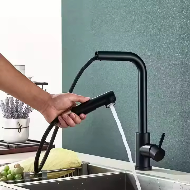 360 Swivel Kitchen Faucet Pull out 2 Way Single Handle Taps Pull out Down Kitchen Sink Faucet with Sprayer