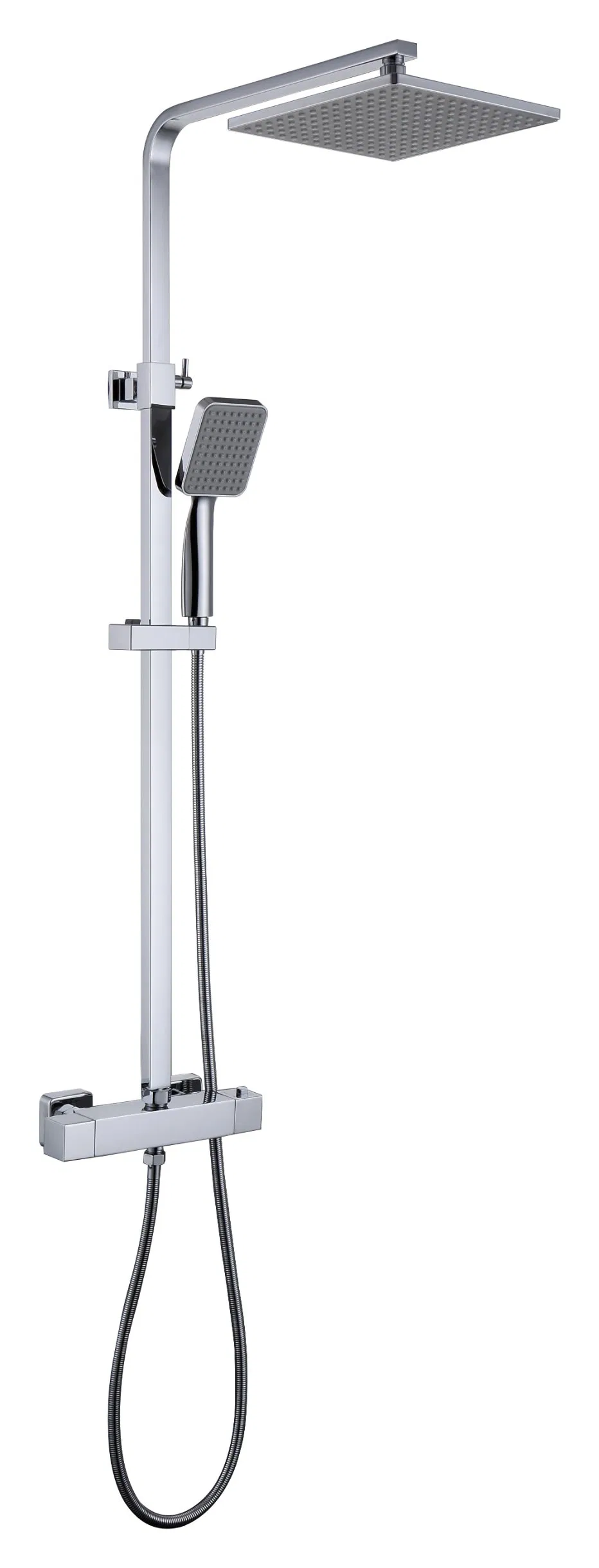 The Simple Style of Solid Brass Matte Black Multi-Functional Thermostatic Shower Valve with Shelf Thermostatic Shower Faucet