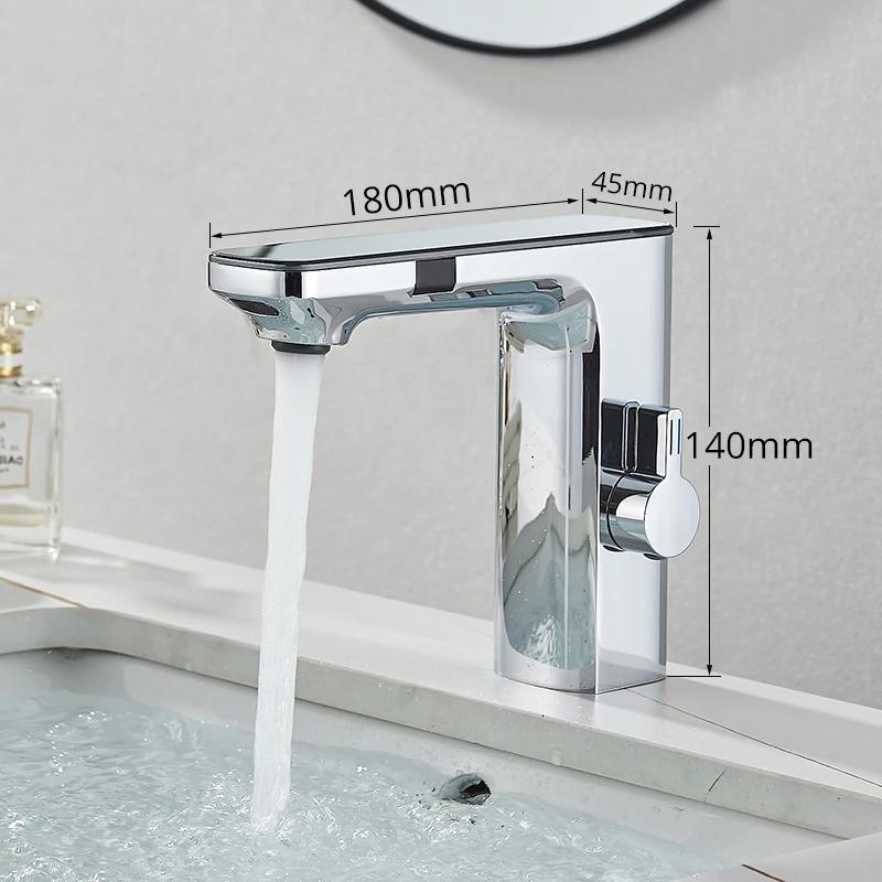Uythner Smart LCD Sensor Basin Faucet Digital Display Screen Hot Cold Water Mixer Tap Vanity Touchless Faucet for Bathroom Basin
