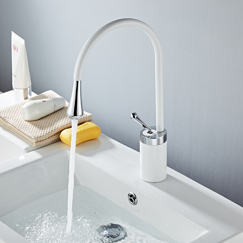 Morden Black Faucet Tap Bathroom Sink Faucet Single Handle Hole Deck Mounted Wash Hot Cold Mixer Tap Wash Basin Mixer