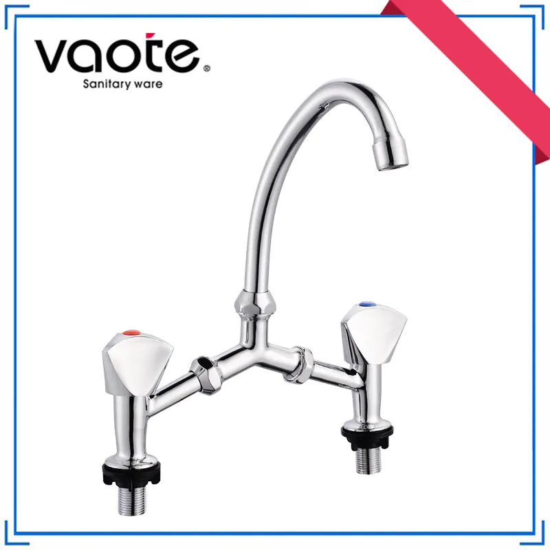 Economic Brass Bridge Double Handle Kitchen Mixer Faucet