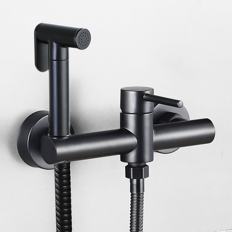 Sanipro Antique Brass Brush Gold Wall Mounted Single Handle Bathroom Shattaf Bidet Shower Faucet, Toilet Spray Gun