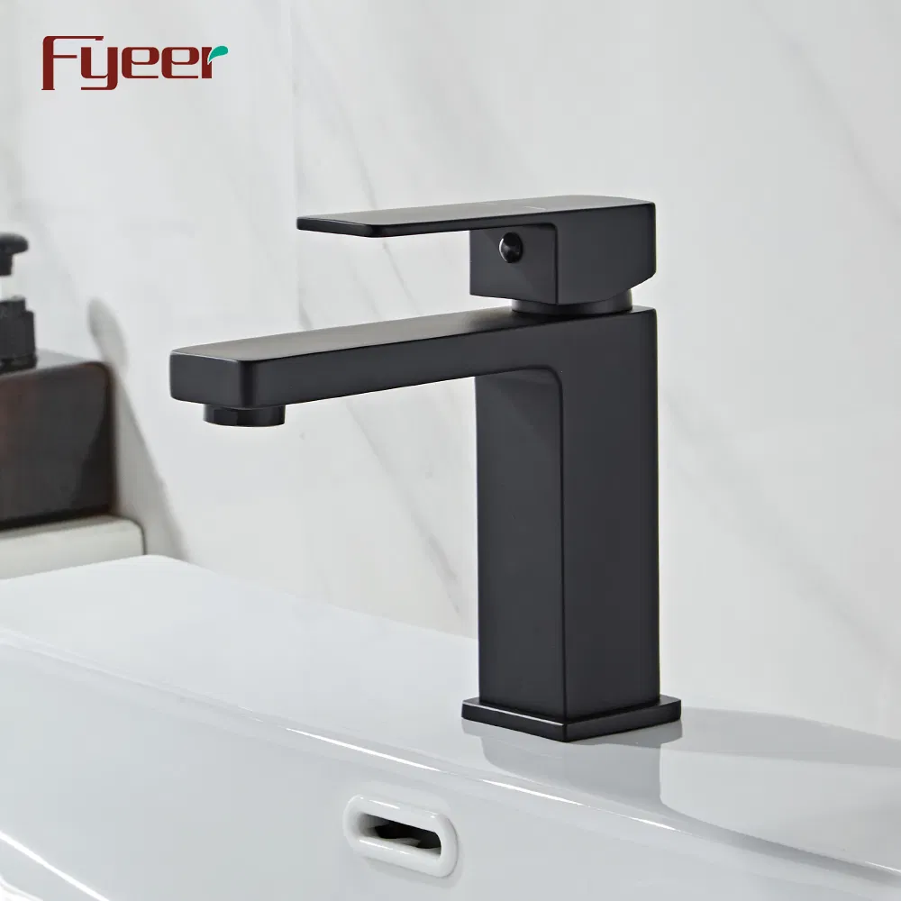 Matte Black Square Body Brass Bathroom Basin Faucet
